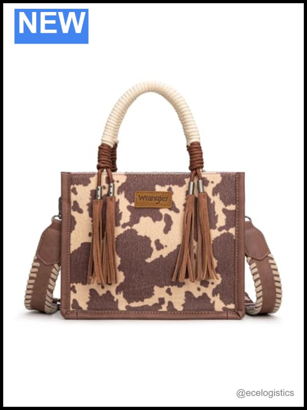 Cow Print Western Satchel Tote Bag with Fringe Tassel Purse